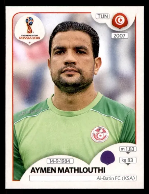 Aymen Mathlouthi Numero 542 2018 Fifa World Cup Russia Postal Panini