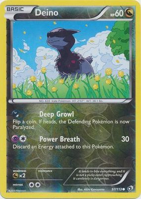 Deino - 97/113 - Common Reverse Holo
Black &amp; White 11: Legendary Treasures Reverse Holo Singles