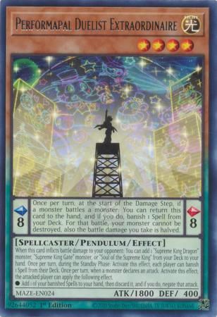 Performapal Duelist Extraordinaire - MAZE-EN024 - Rare 1st Edition Maze of Memories 1st Edition Singles