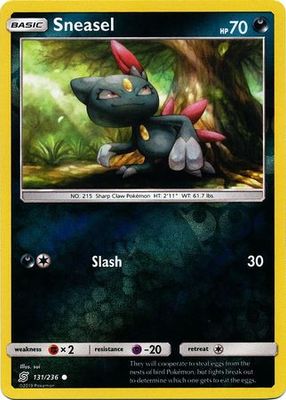 Sneasel - 131/236 - Common Reverse Holo
Sun &amp; Moon: Unified Minds Reverse Holo Singles