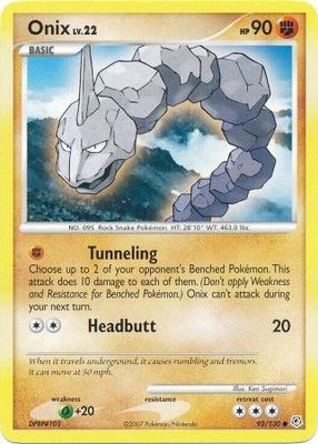 Onix - 92/130 - Common Diamond &amp; Pearl (Base Set) Singles