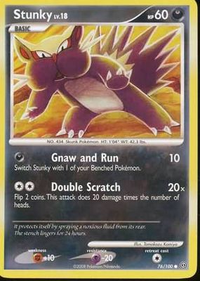 Stunky - 76/100 - Common
Diamond &amp; Pearl: Stormfront Singles