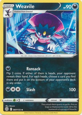 Weavile - 087/172 - Uncommon
Sword &amp; Shield: Brilliant Stars Singles