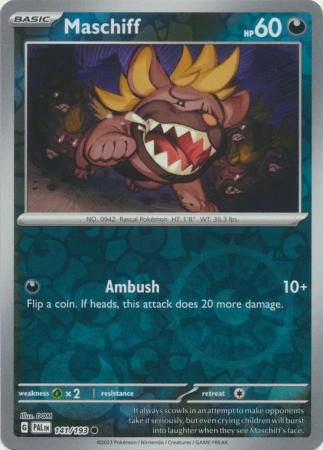 Maschiff - 141/193 - Common Reverse Holo
Scarlet &amp; Violet: Paldea Evolved Reverse Holo Singles