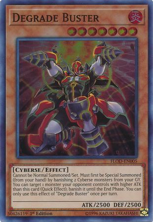 Degrade Buster - FLOD-EN005 - Super Rare 1st Edition Flames of Destruction 1st Edition Singles