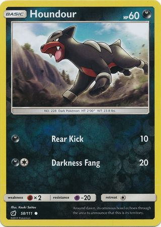 Houndour - 58/111 - Common Reverse Holo
Sun &amp; Moon: Crimson Invasion Reverse Holo Singles