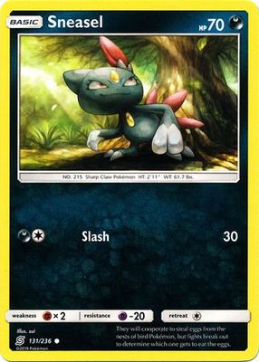 Sneasel - 131/236 - Common Sun &amp; Moon: Unified Minds Singles