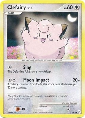 Clefairy - 77/130 - Common
Diamond &amp; Pearl (Base Set) Singles