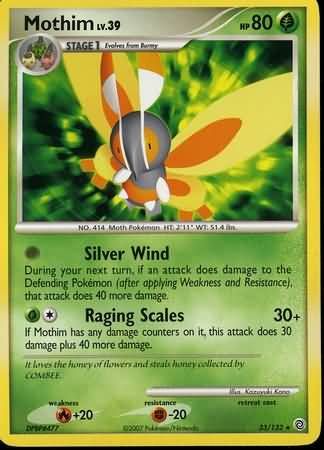 Mothim - 33/132 - Rare
Diamond &amp; Pearl: Secret Wonders Singles