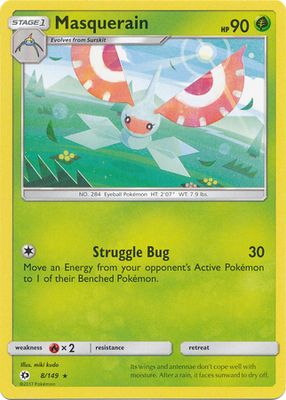 Masquerain - 8/149 - Rare Sun &amp; Moon (Base Set) Singles