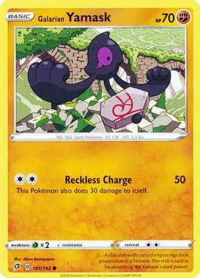 Galarian Yamask - 101/192 - Common
Sword &amp; Shield: Rebel Clash Singles