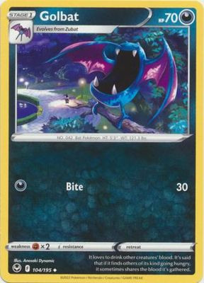 Golbat - 104/195 - Uncommon
Sword &amp; Shield: Silver Tempest Singles