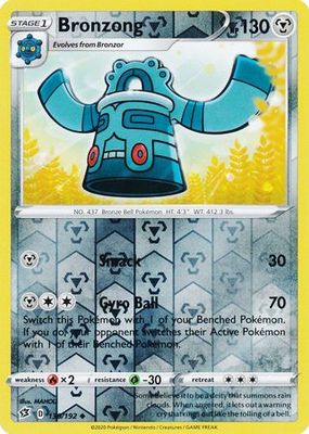Bronzong - 130/192 - Uncommon Reverse Holo Sword &amp; Shield: Rebel Clash Reverse Holo Singles