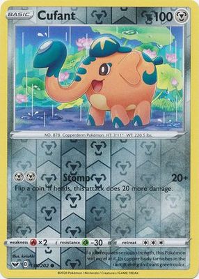 Cufant - 136/202 - Common Reverse Holo Sword &amp; Shield (Base Set) Reverse Holo Singles