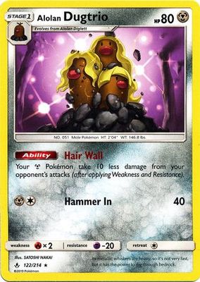 Alolan Dugtrio - 122/214 - Rare Sun &amp; Moon: Unbroken Bonds Singles