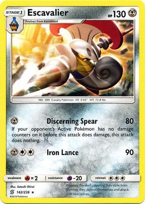 Escavalier - 142/236 - Rare Sun &amp; Moon: Unified Minds Singles