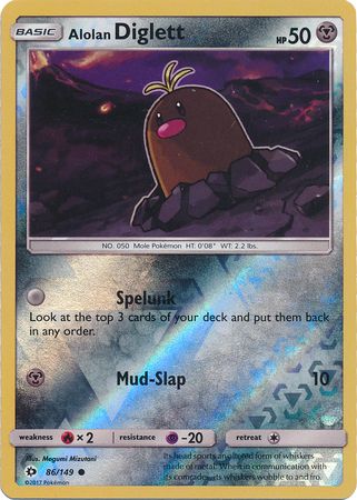 Alolan Diglett - 86/149 - Common Reverse Holo
Sun &amp; Moon (Base Set) Reverse Holo Singles