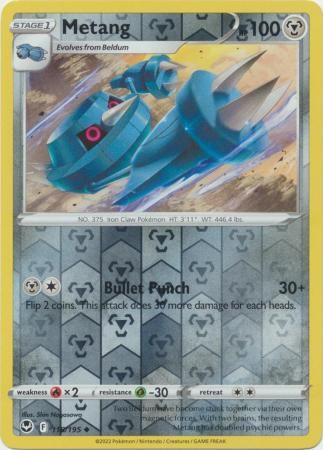 Metang - 118/195 - Uncommon Reverse Holo
Sword &amp; Shield: Silver Tempest Reverse Holo Singles