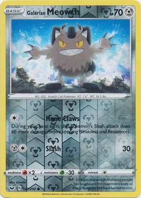 Galarian Meowth - 127/202 - Common Reverse Holo Sword &amp; Shield (Base Set) Reverse Holo Singles