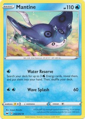 Mantine - 052/202 - Uncommon
Sword &amp; Shield (Base Set) Singles
