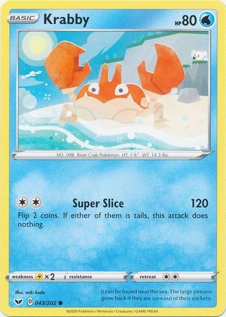 Krabby - 043/202 - Common
Sword &amp; Shield (Base Set) Singles