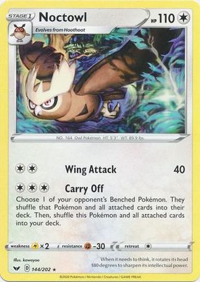 Noctowl - 144/202 - Rare Sword &amp; Shield (Base Set) Singles