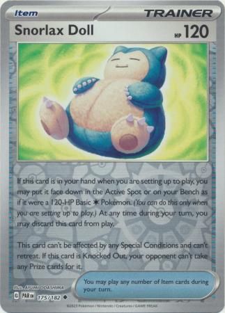Snorlax Doll - 175/182 - Uncommon Reverse Holo
Scarlet &amp; Violet: Paradox Rift Reverse Holo Singles- (Español)