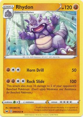 Rhydon - 098/202 - Uncommon
Sword &amp; Shield (Base Set) Singles