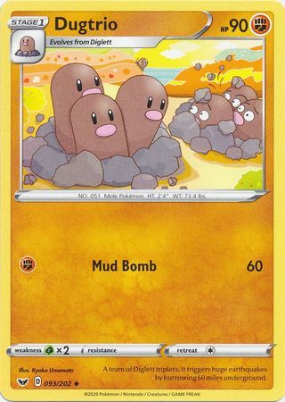 Dugtrio - 093/202 - Uncommon
Sword &amp; Shield (Base Set) Singles