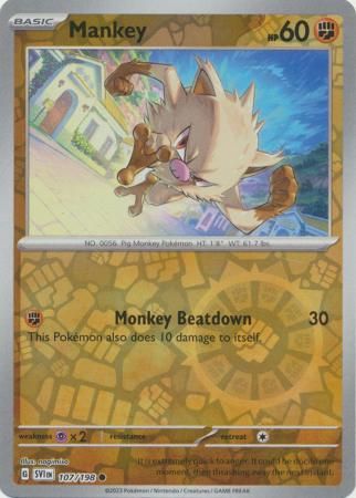 Mankey - 107/198 - Common Reverse Holo Scarlet &amp; Violet (Base Set) Reverse Holo Singles