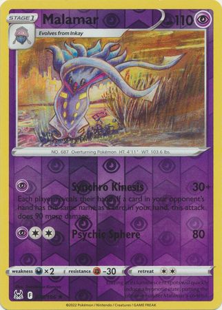 Malamar - 078/196 - Rare Reverse Holo
Sword &amp; Shield: Lost Origin Reverse Holo Singles