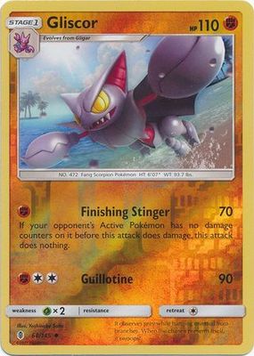 Gliscor - 68/145 - Uncommon Reverse Holo Sun &amp; Moon: Guardians Rising Reverse Holo Singles