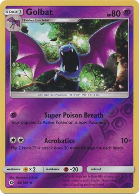 Golbat - 55/149 - Uncommon Reverse Holo Sun &amp; Moon (Base Set) Reverse Holo Singles