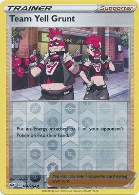 Team Yell Grunt - 184/202 - Uncommon Reverse Holo
Sword &amp; Shield (Base Set) Reverse Holo Singles