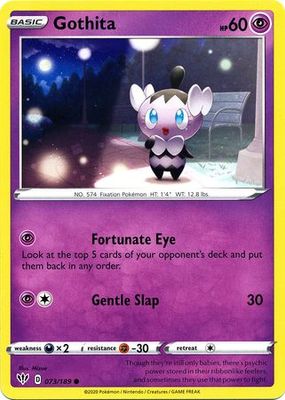 Gothita - 073/189 - Common
Sword &amp; Shield: Darkness Ablaze Singles