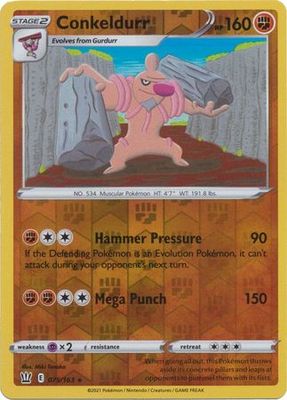 Conkeldurr - 075/163 - Rare Reverse Holo
Sword &amp; Shield: Battle Styles Reverse Holo Singles