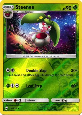 Steenee - 18/236 - Uncommon Reverse Holo
Sun &amp; Moon: Unified Minds Reverse Holo Singles