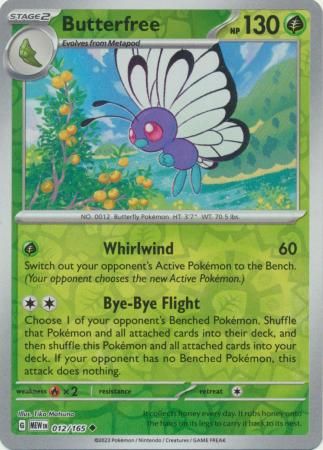 Butterfree - 012/165 - Uncommon Reverse Holo Scarlet &amp; Violet 151 Reverse Holo Singles