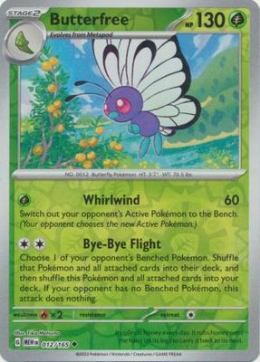 Butterfree - 012/165 - Uncommon Reverse Holo Scarlet &amp; Violet 151 Reverse Holo Singles