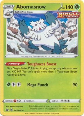 Abomasnow - 010/198 - Rare Sword &amp; Shield: Chilling Reign Singles