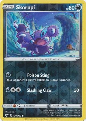 Skorupi - 121/202 - Common Reverse Holo Sword &amp; Shield (Base Set) Reverse Holo Singles