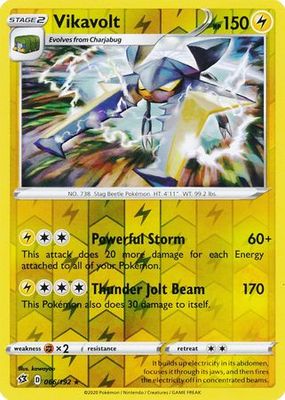 Vikavolt - 066/192 - Holo Rare Reverse Holo
Sword &amp; Shield: Rebel Clash Reverse Holo Singles