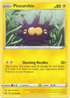 Pincurchin - 077/202 - Common Sword &amp; Shield (Base Set) Singles