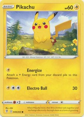 Pikachu - 049/203 - Common Sword &amp; Shield: Evolving Skies Singles