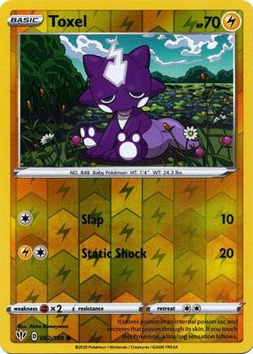 Toxel - 062/189 - Common Reverse Holo
Sword &amp; Shield: Darkness Ablaze Reverse Holo Singles (Español)