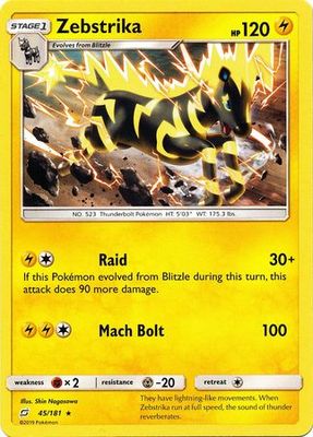 Zebstrika - 45/181 - Rare Sun &amp; Moon: Team Up Singles
