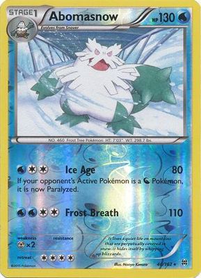Abomasnow - 40/162 - Rare Reverse Holo
XY: Breakthrough Reverse Holo Singles