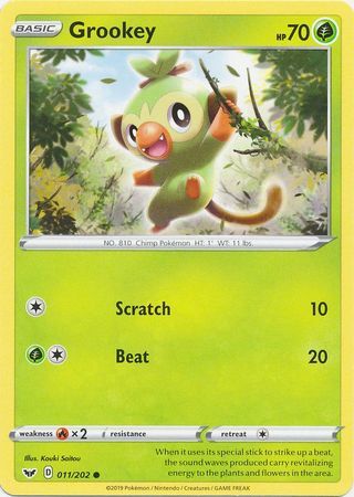 Grookey - 011/202 - Common
Sword &amp; Shield (Base Set) Singles