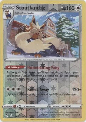 Stoutland - 135/203 - Rare Reverse Holo
Sword &amp; Shield: Evolving Skies Reverse Holo Singles