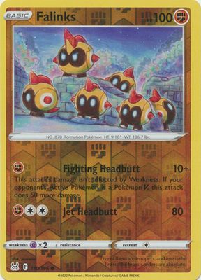 Falinks - 110/196 - Common Reverse Holo
Sword &amp; Shield: Lost Origin Reverse Holo Singles
